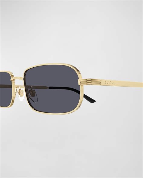 Gucci Men's GG1457Sm Metal Rectangle Sunglasses 